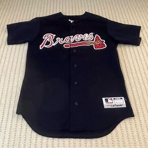 Majestic Kids Navy Braves Jersey - Melvins - Size: Small
